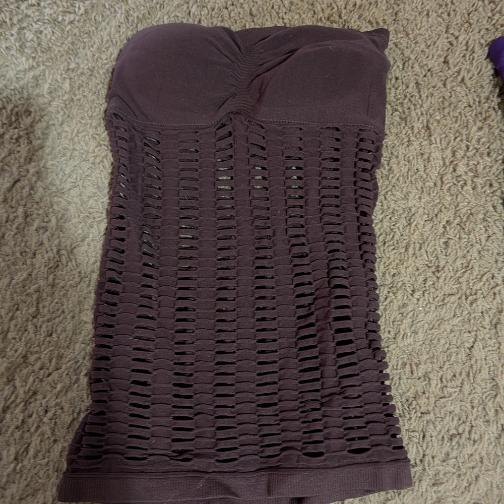 Brown Strapless Knit Tube Top